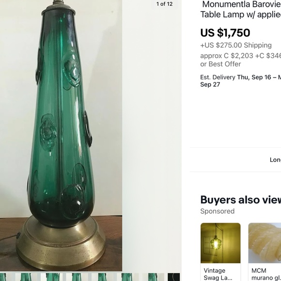 Stunning MCM 10” Murano Ice Bucket Vase - Picture 8 of 9